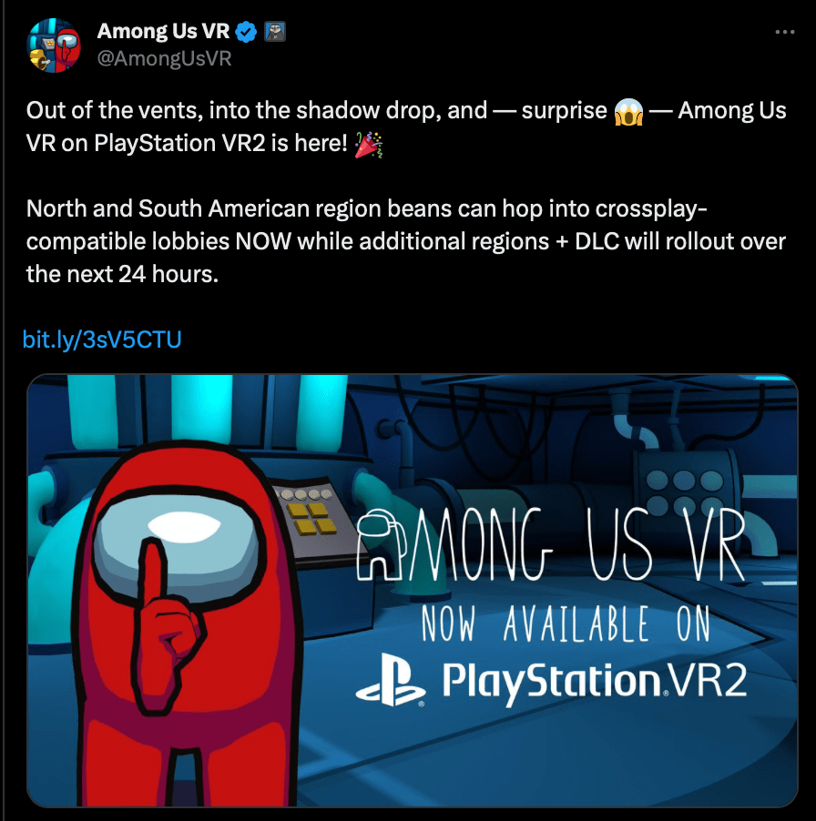 太空狼人杀《我们之中 VR》正式登陆索尼 PS VR2 平台，9.99 美元